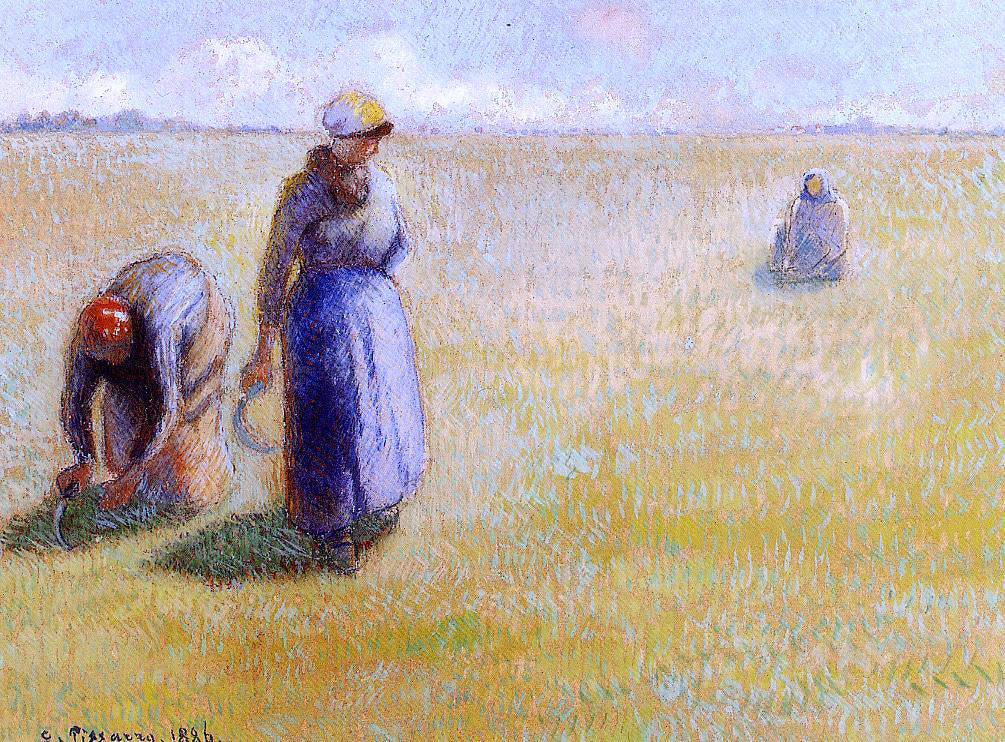 Camille Pissarro Three Women Cutting Grass - Canvas Print