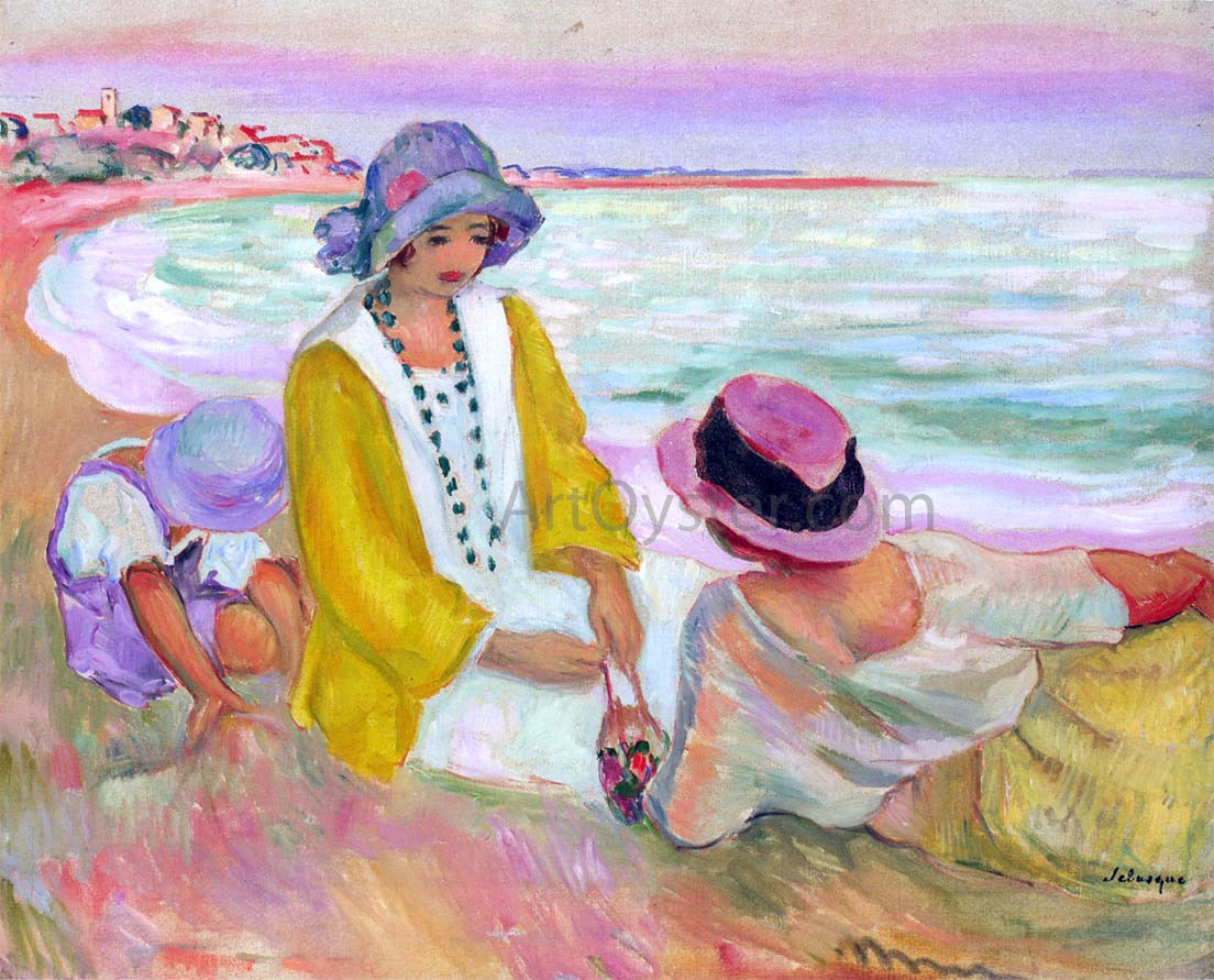 Henri Lebasque Three Young Girls at the Beach - Canvas Print