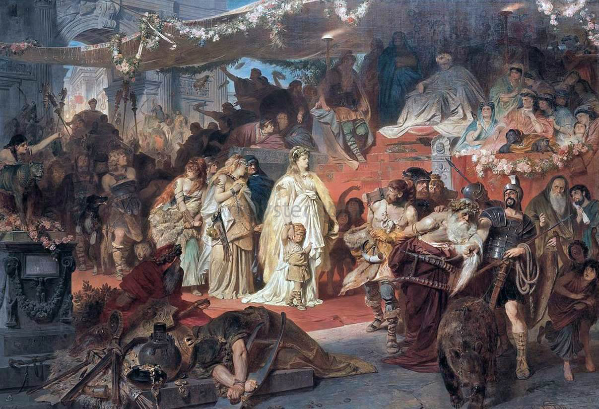 Karl Theodor Von Piloty Thusnelda Led in Germanicus' Triumph - Canvas Print