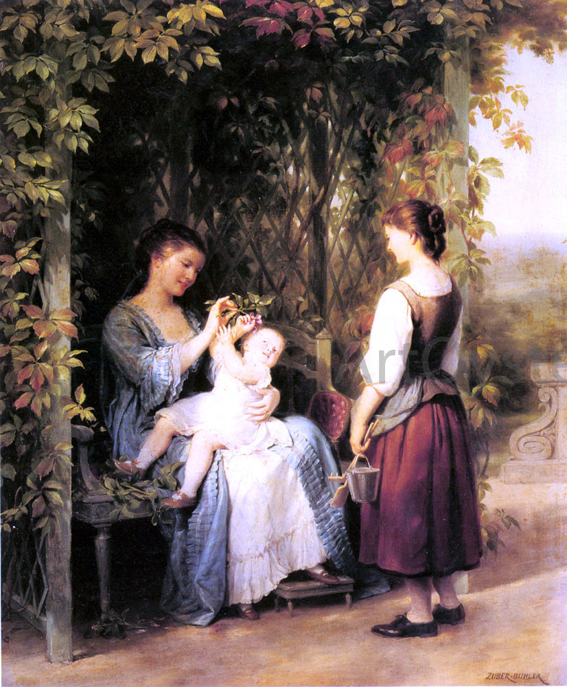 Fritz Zuber-Buhler Tickling the Baby - Canvas Print