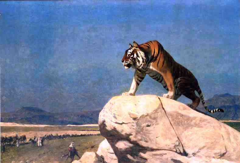 Jean-Leon Gerome Tiger on the Lookout - Canvas Print