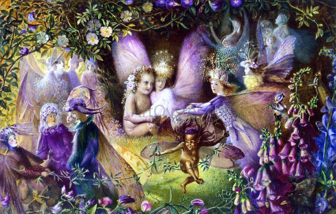John Christian Fitzgerald Titania and the Changeling; Scene from 'A Midsummer Nights Dream' - Canvas Print