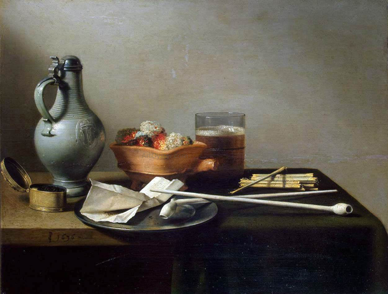 Pieter Claesz Tobacco Pipes and a Brazier - Canvas Print