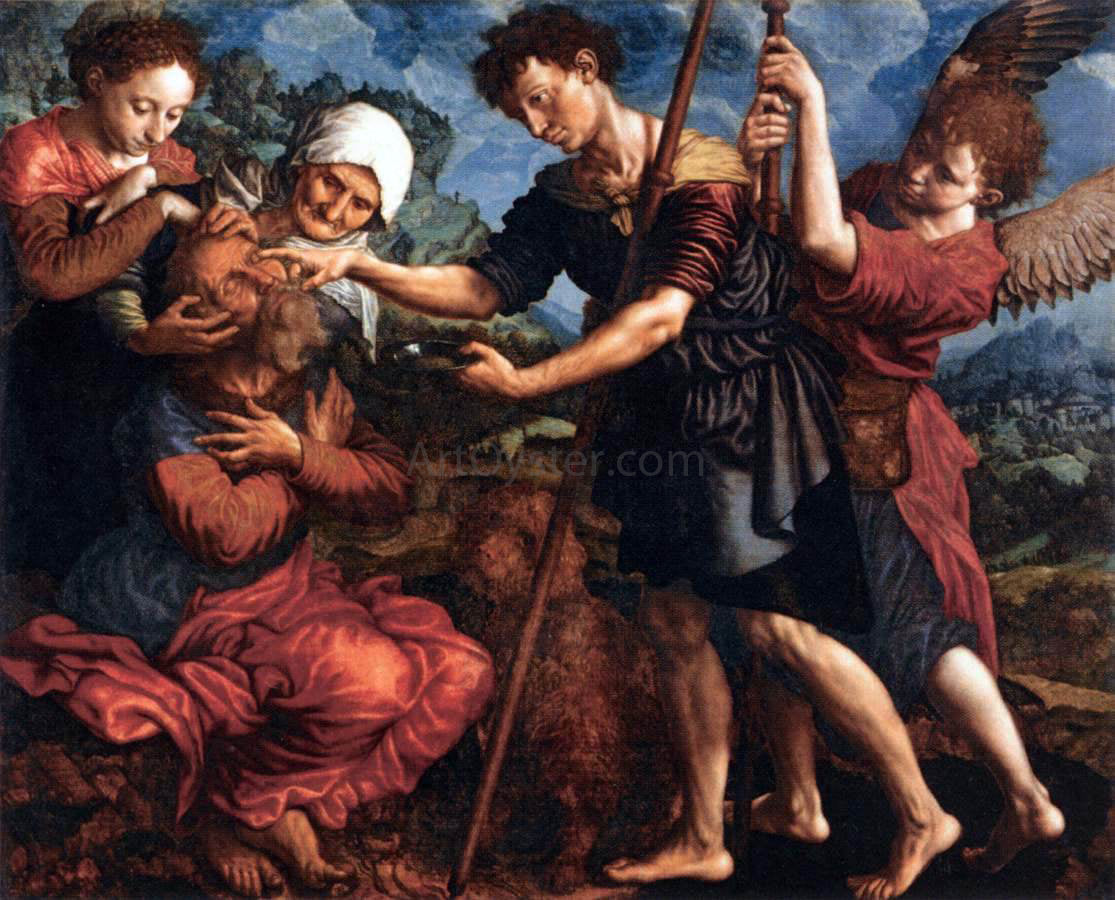 Jan Sanders Van Hemessen Tobias Restores his Father's Sight - Canvas Print