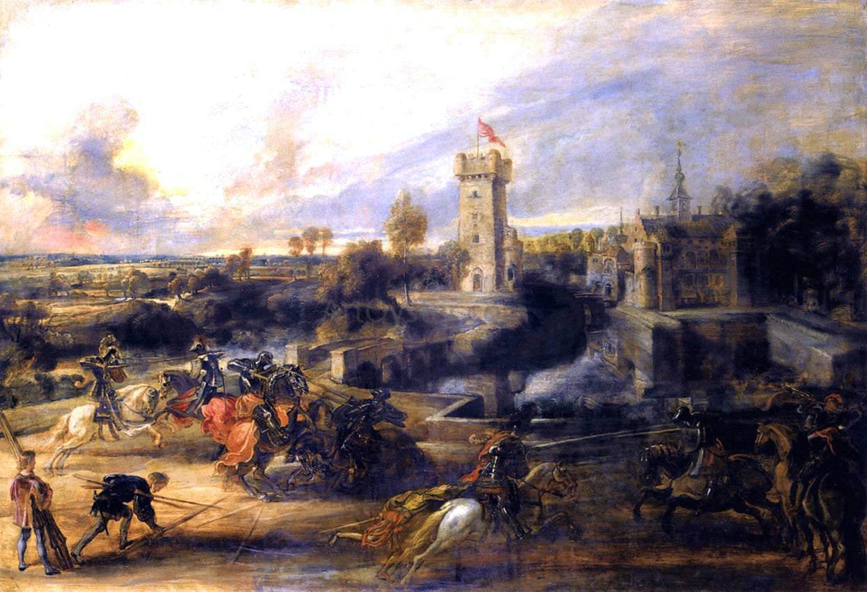 Peter Paul Rubens Tournament in Front of Castle Steen - Canvas Print