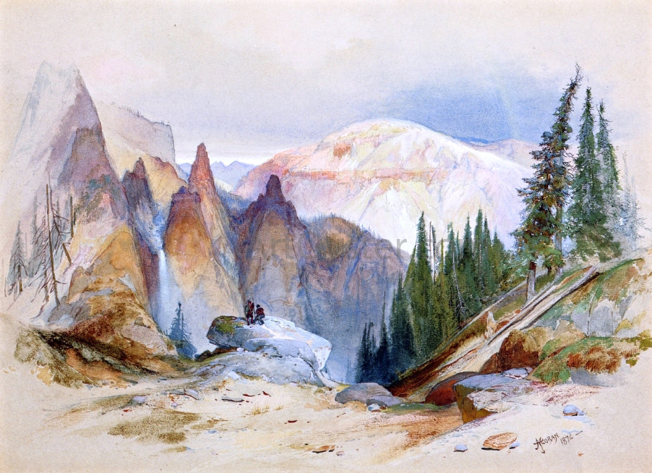 Thomas Moran Tower Falls and Sulphur Mountain, Yellowstone - Canvas Print