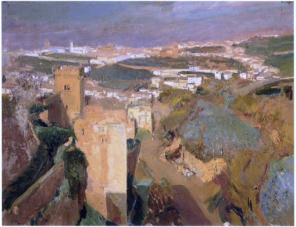 Joaquin Sorolla Y Bastida Tower of Seven, pont Alhambra, Granada - Canvas Print