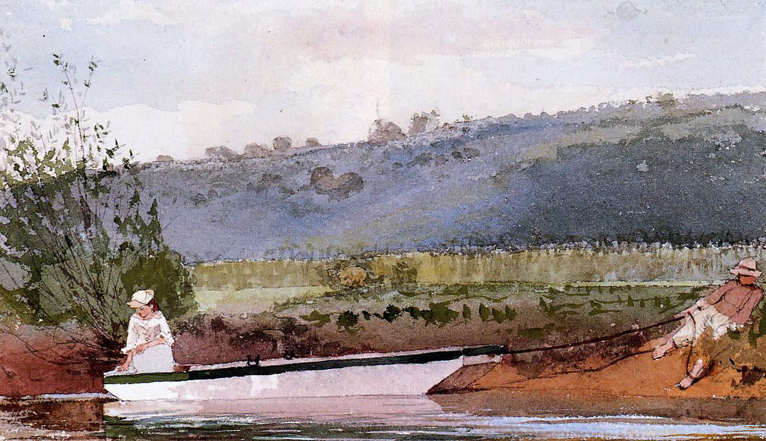 Winslow Homer Towing the Boat - Canvas Print
