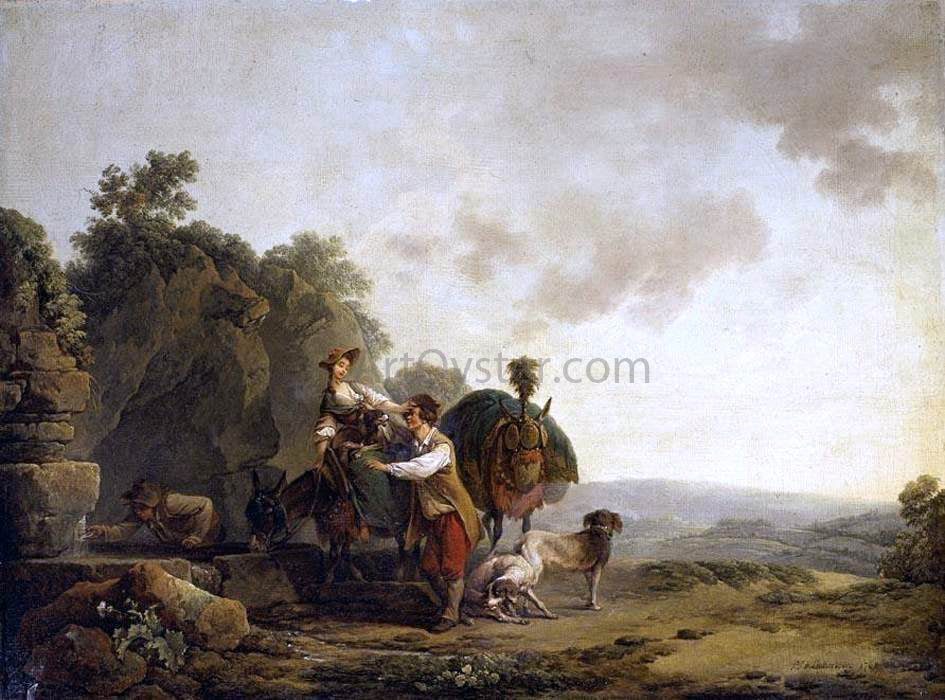 Philip Jacques De Loutherbourg Travellers at a Well - Canvas Print