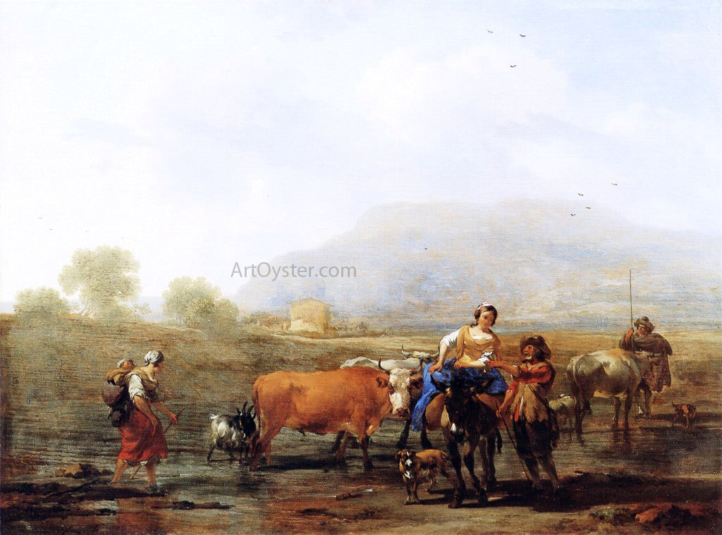 Nicolaes Berchem Travelling Peasants - Canvas Print