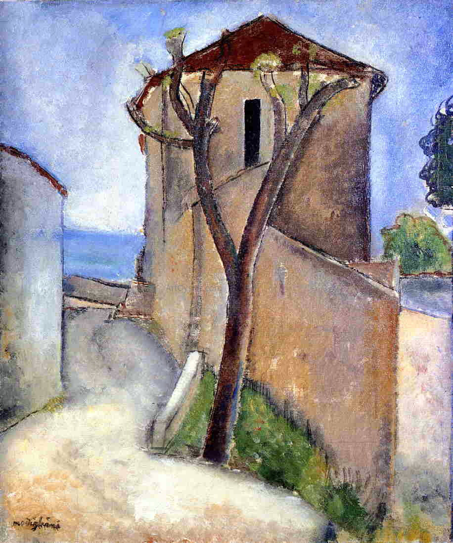 Amedeo Modigliani Tree and Houses - Canvas Print