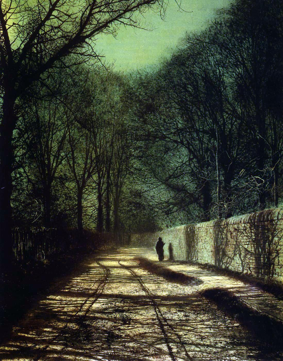 John Atkinson Grimshaw Tree Shadows on the Park Wall, Roundhay Park, Leeds - Canvas Print