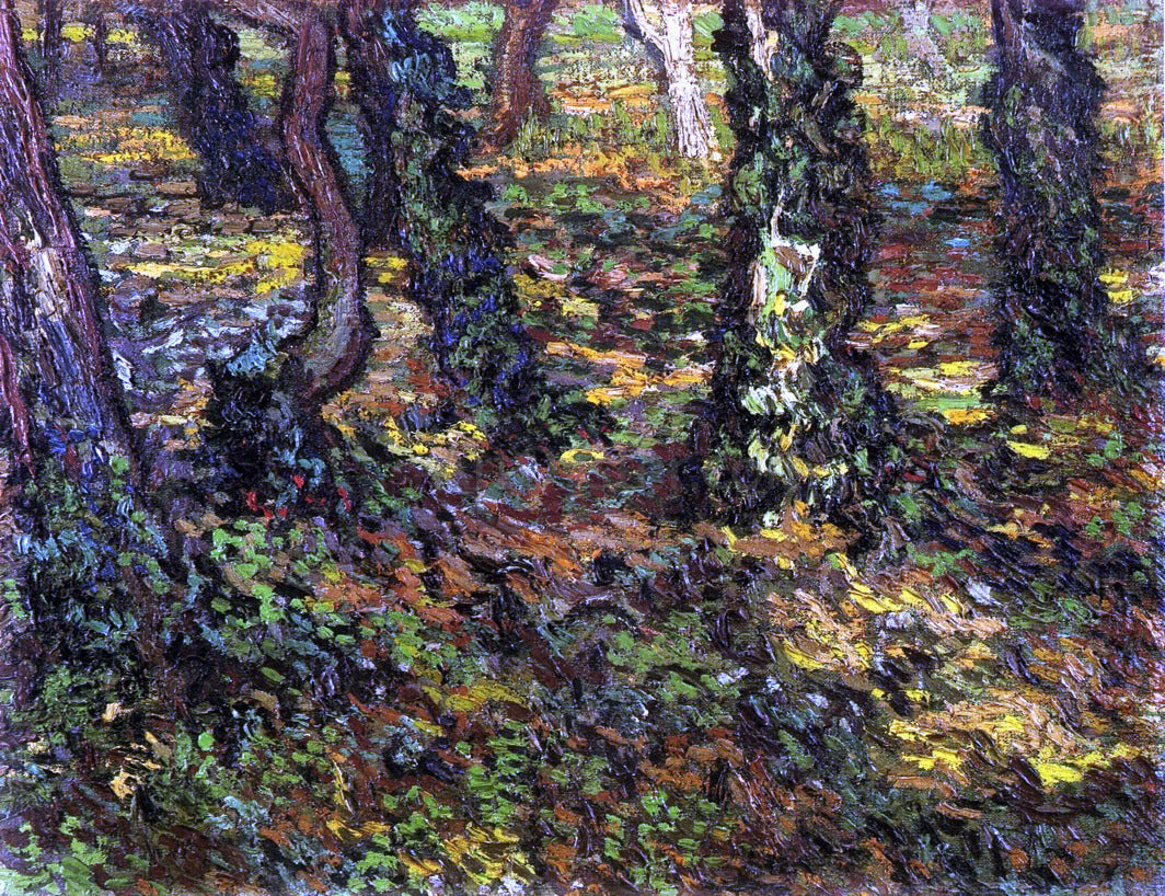 Vincent Van Gogh Tree Trunks with Ivy - Canvas Print