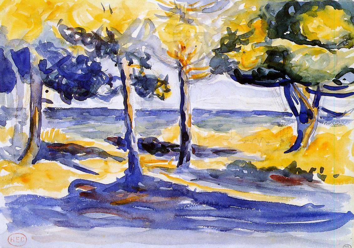 Henri Edmond Cross Trees by the Sea - Canvas Print