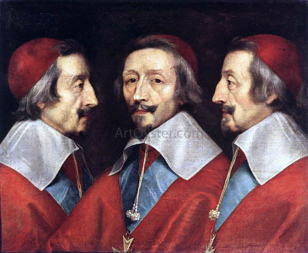Philippe De Champaigne Triple Portrait of Richelieu - Canvas Print