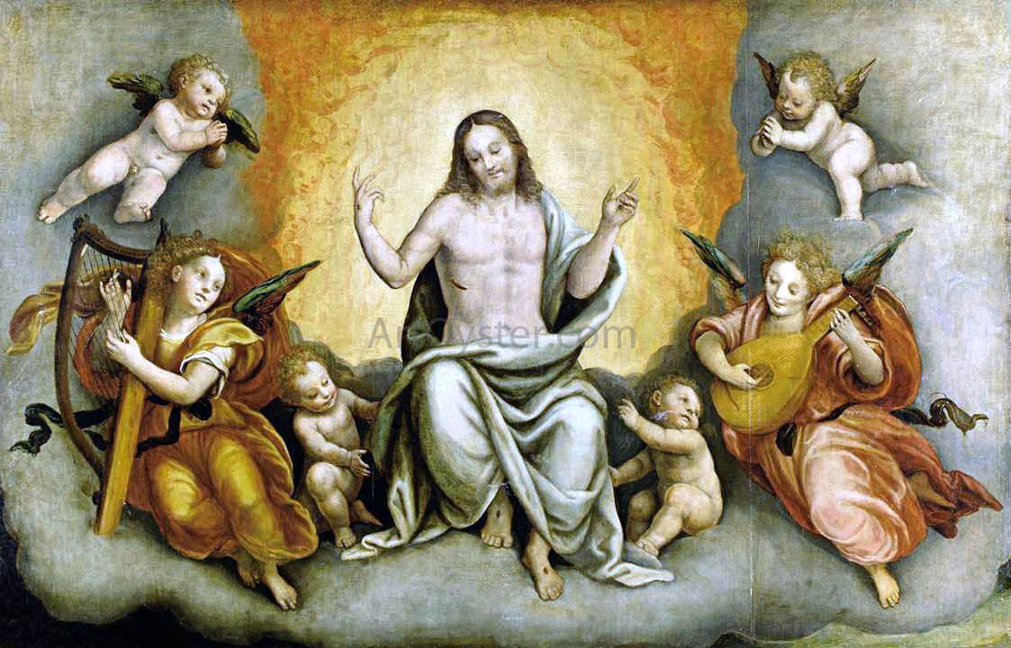 Bernardino Lanino Triumph of Christ with Angels and Cherubs - Canvas Print