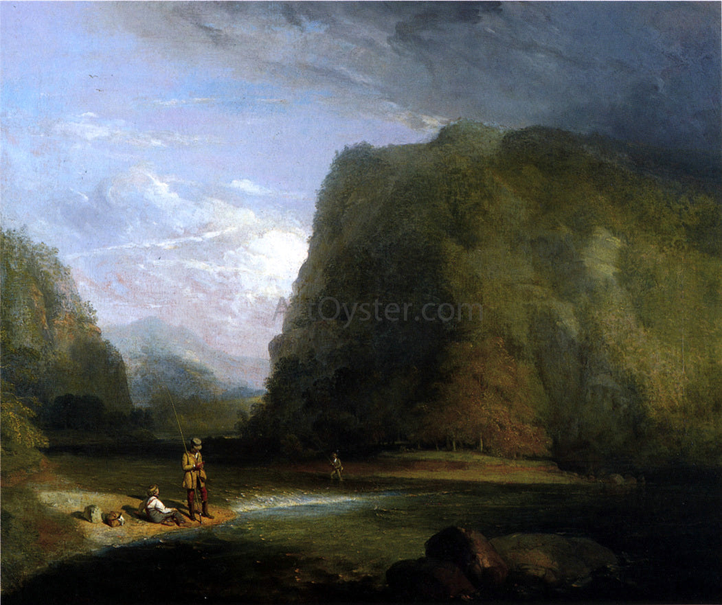 Henry Inman Trout Fishing in Sullivan County - Canvas Print