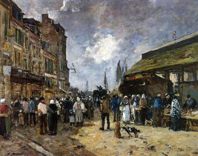 Eugene-Louis Boudin Trouville, Fish Market - Canvas Print