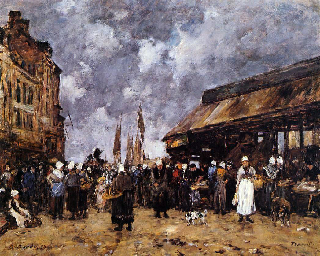 Eugene-Louis Boudin Trouville, the Fish Market - Canvas Print
