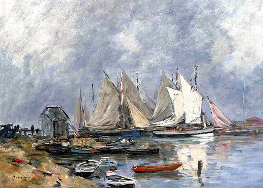 Eugene-Louis Boudin Trouville, the Port, Boats and Dinghys - Canvas Print