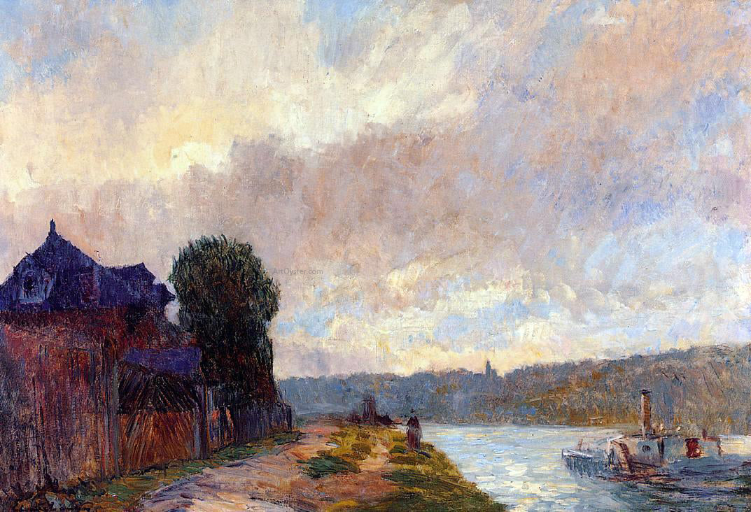 Albert Lebourg Tugboat on the Seine Downstream from Rouen - Canvas Print