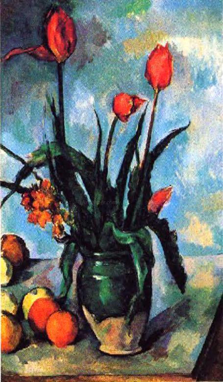 Paul Cezanne Tulips in a Vase - Canvas Print