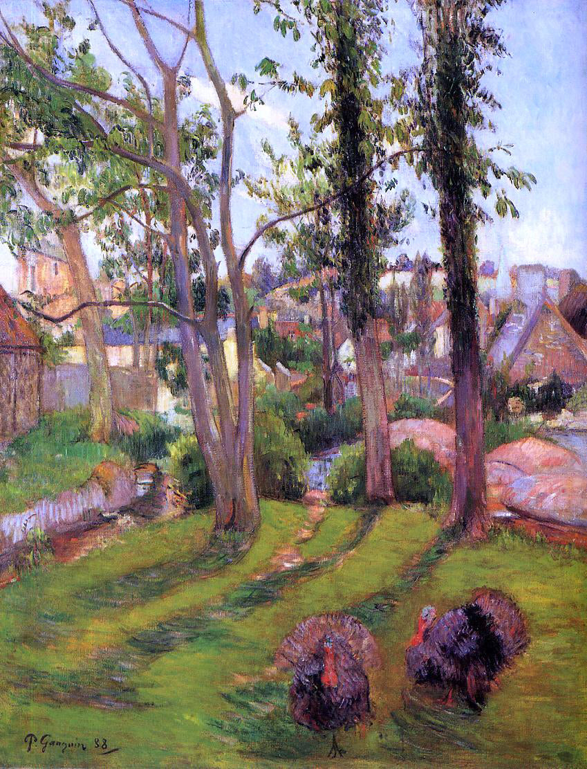 Paul Gauguin Turkeys (also known as Pont-Aven Landscape) - Canvas Print