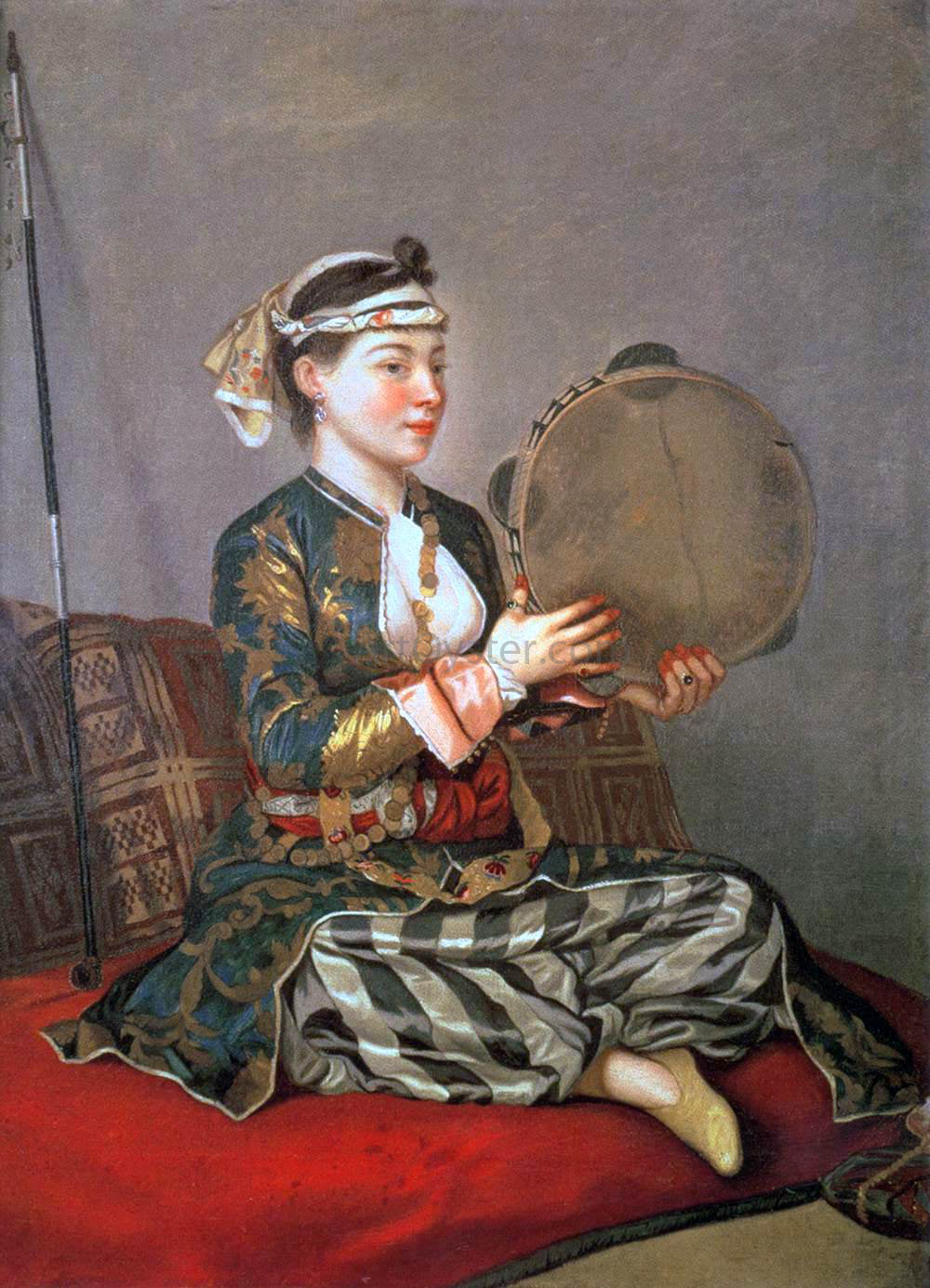 Jean-Etienne Liotard Turkish Woman with a Tambourine - Canvas Print