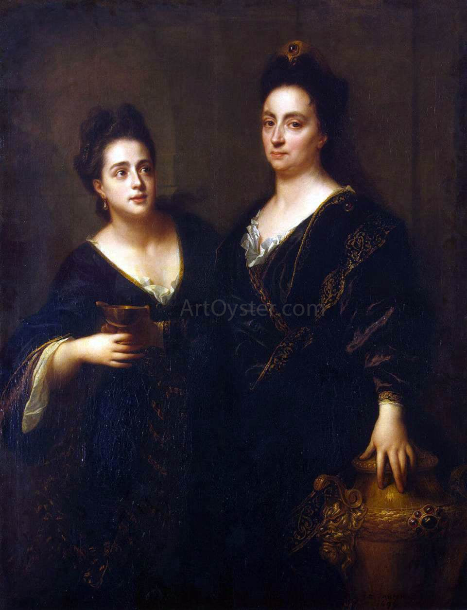 Jean-Baptiste Santerre Two Actresses - Canvas Print