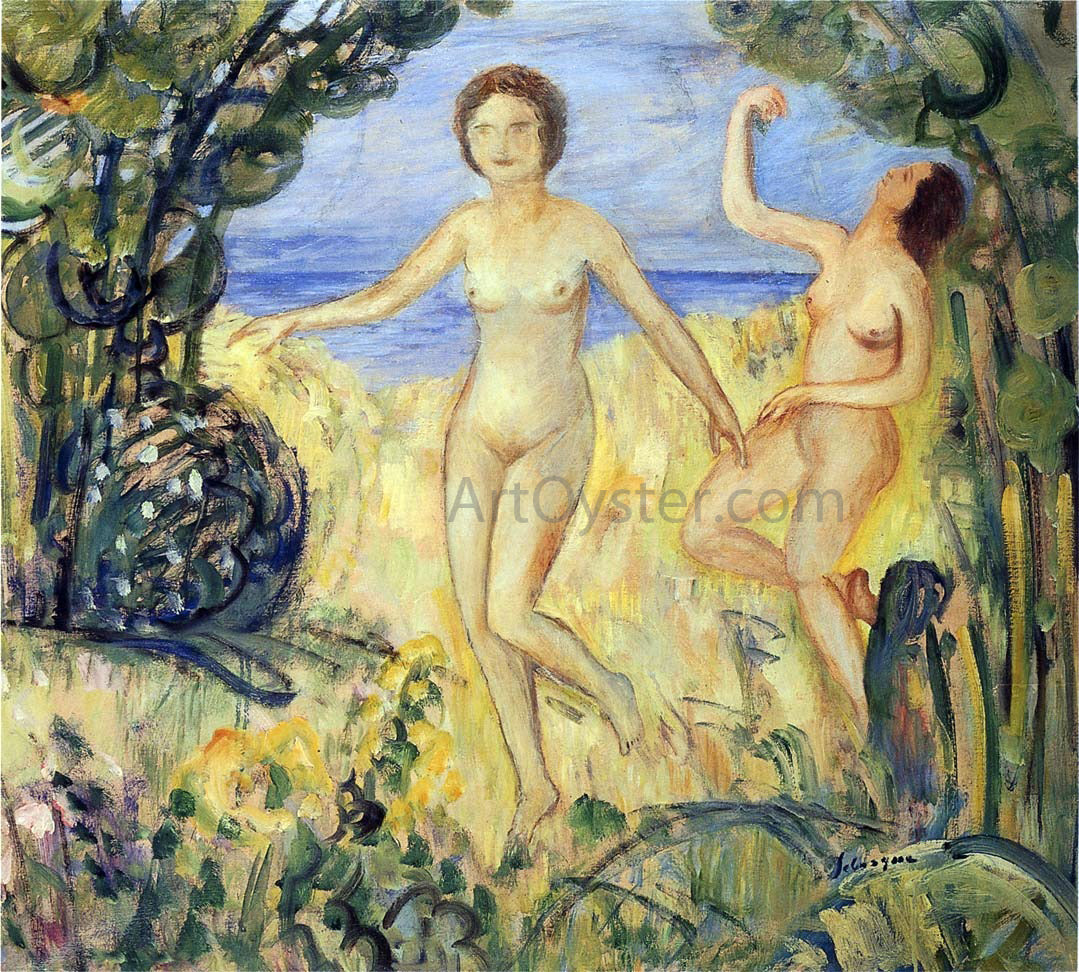 Henri Lebasque Two Bathers by the Beach - Canvas Print
