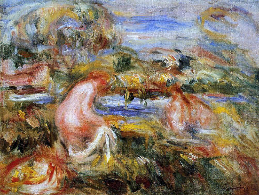 Pierre Auguste Renoir Two Bathers in a Landscape - Canvas Print