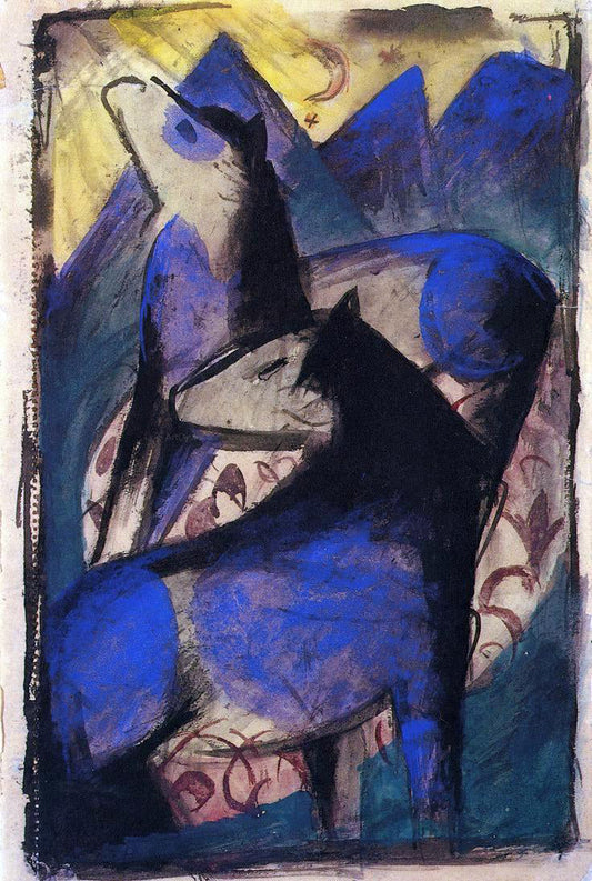 Franz Marc Two Blue Horses - Canvas Print