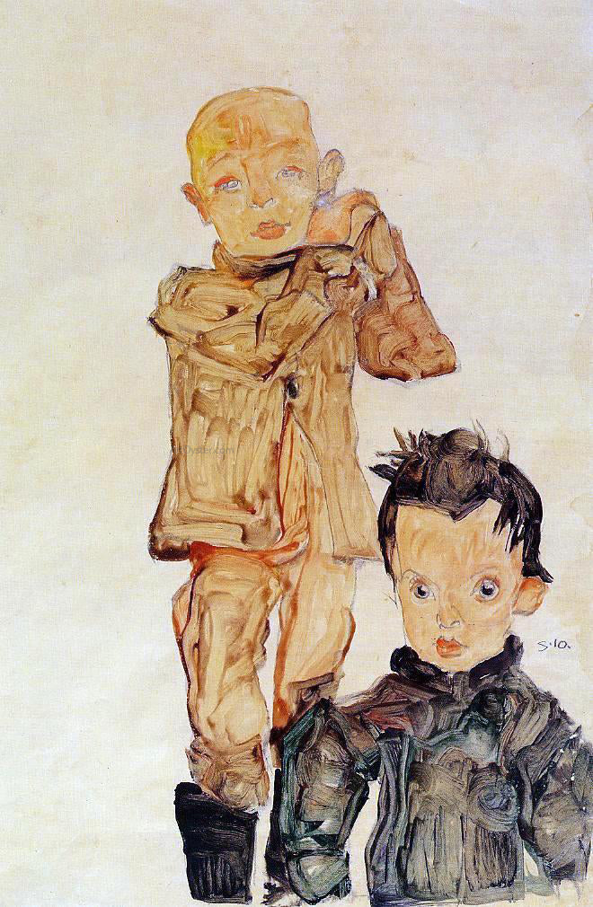 Egon Schiele Two Boys - Canvas Print