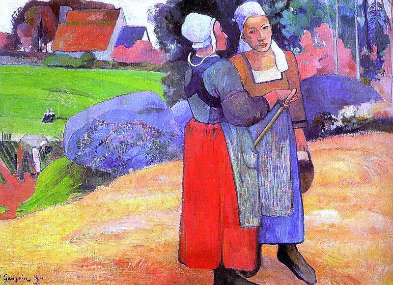 Paul Gauguin Two Breton Peasants on the Road - Canvas Print