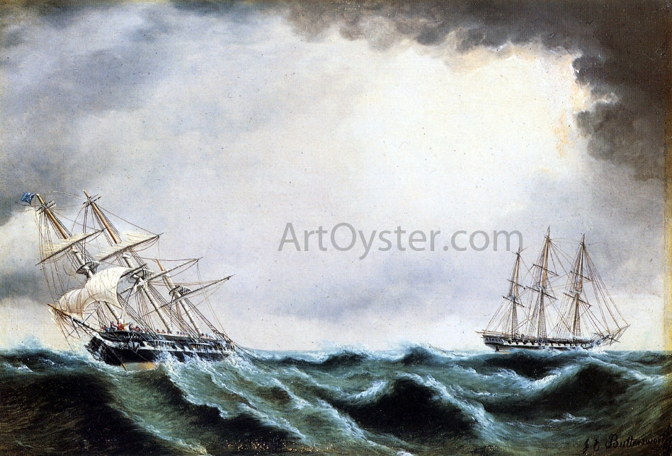 James E Buttersworth Two Clipper Ships - Canvas Print