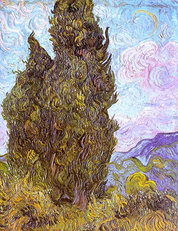 Vincent Van Gogh Two Cypresses - Canvas Print