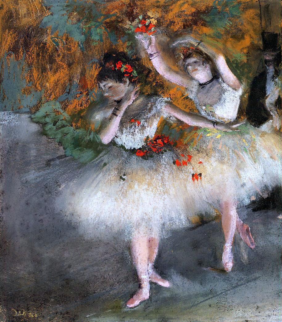 Edgar Degas Two Dancers Entering the Stage - Canvas Print