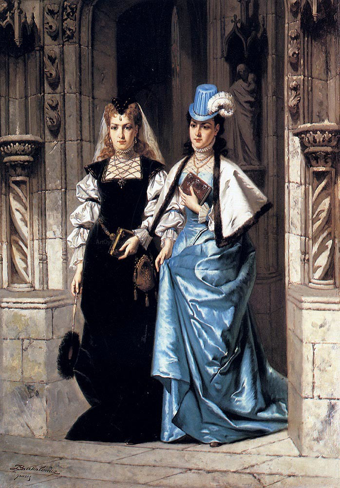 Ladislaus Bakalowicz Two Elegant Ladies Leaving A Church - Canvas Print