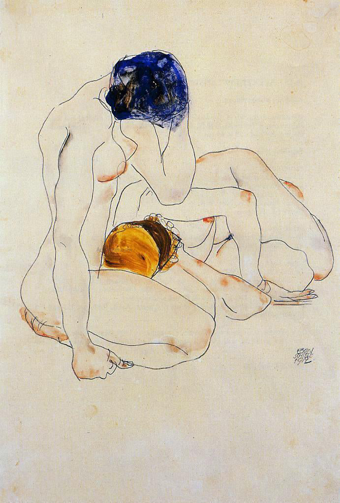 Egon Schiele Two Friends - Canvas Print