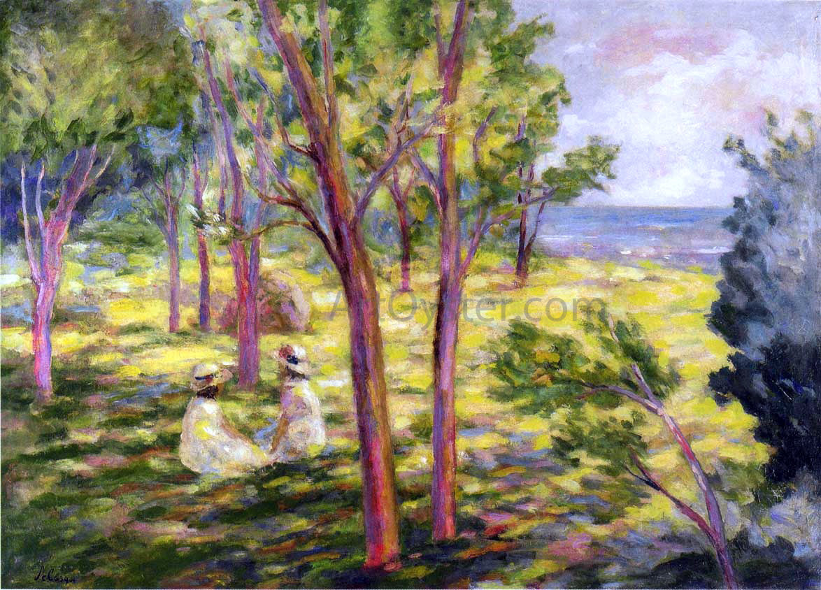 Henri Lebasque Two Girls in a Landscape - Canvas Print