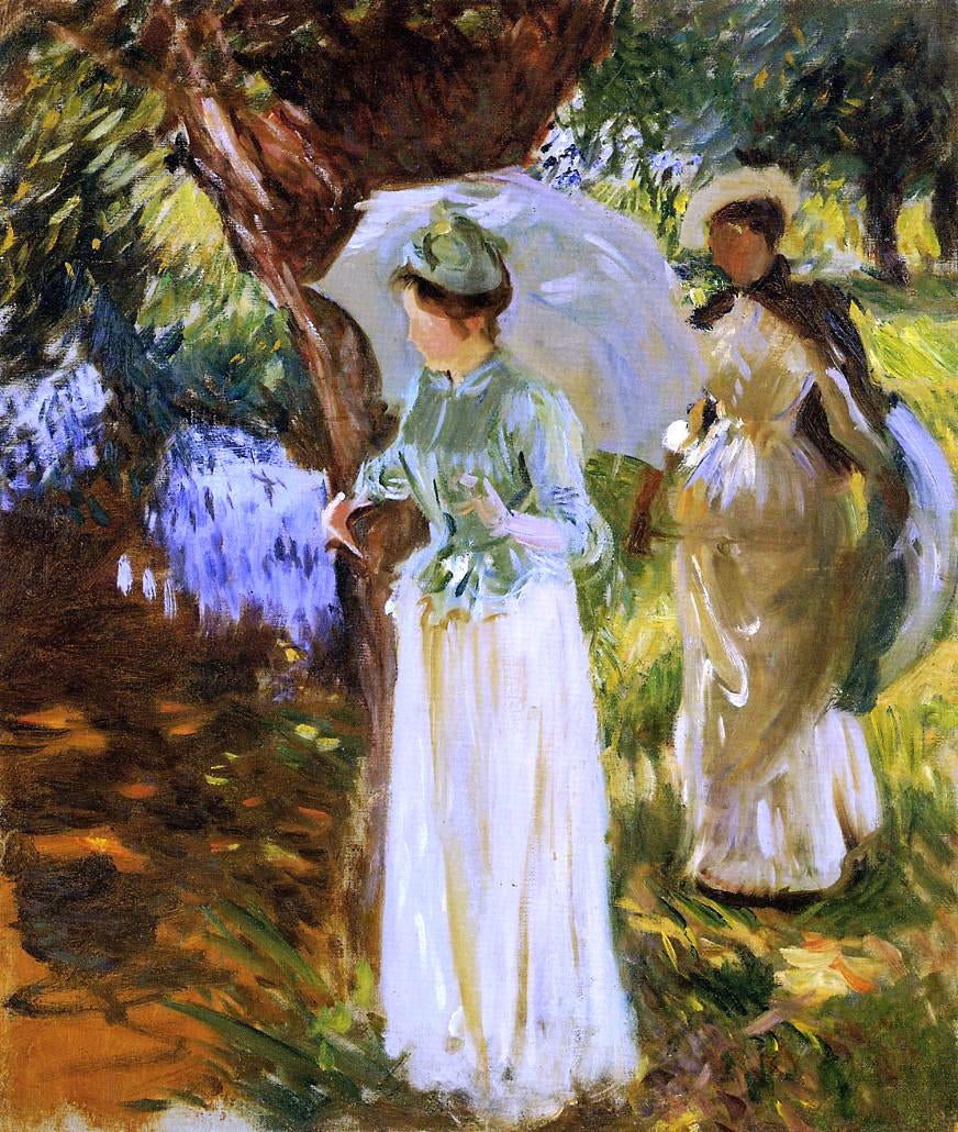 John Singer Sargent Two Girls with Parasols at Fladbury - Canvas Print