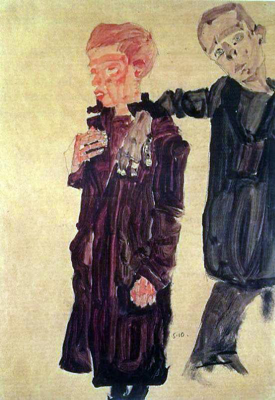 Egon Schiele Two Guttersnipes - Canvas Print