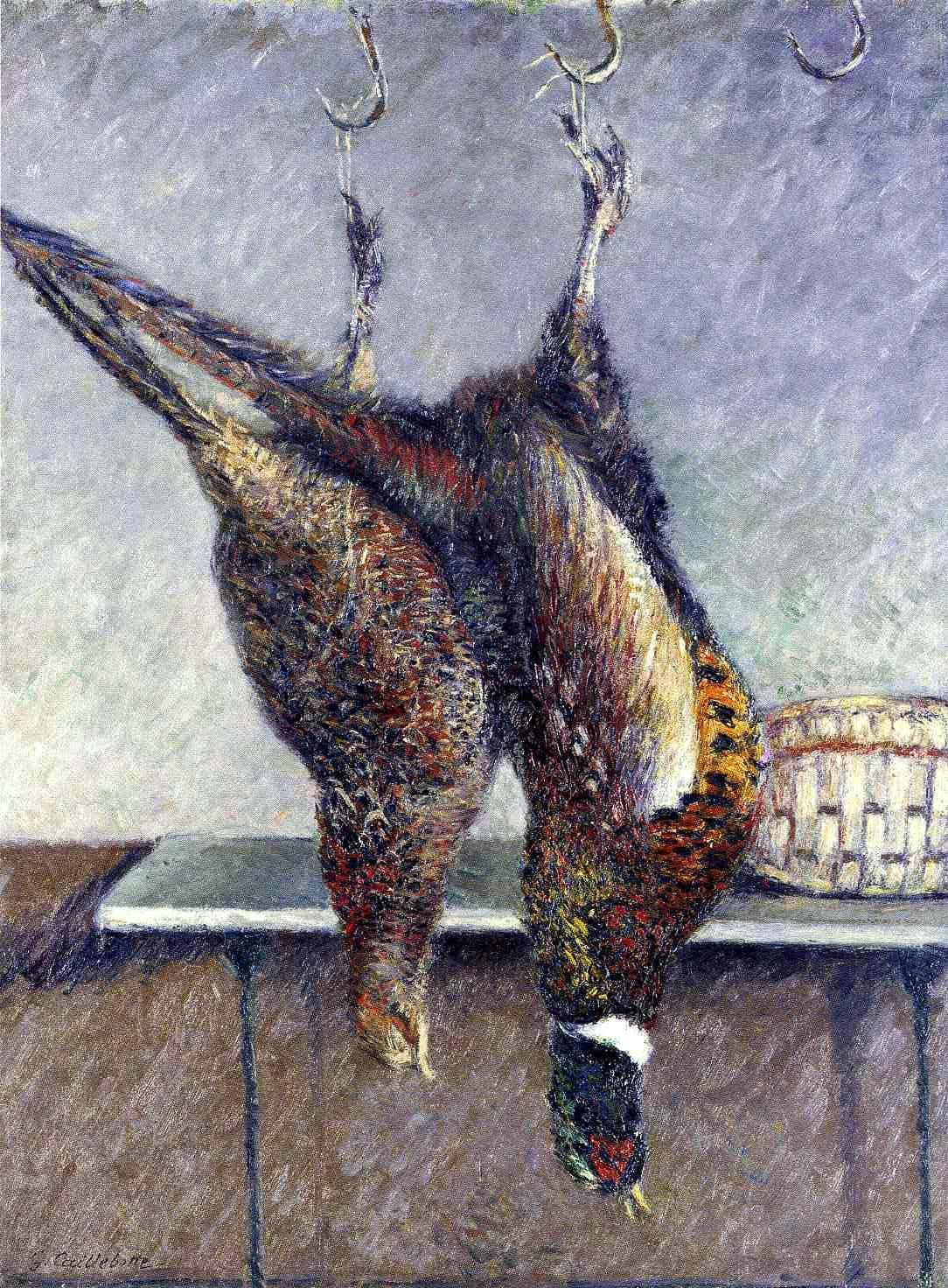Gustave Caillebotte Two Hanging Pheasants - Canvas Print