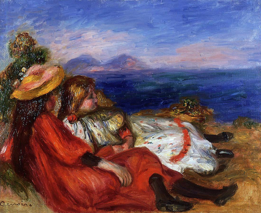 Pierre Auguste Renoir Two Little Girls on the Beach - Canvas Print