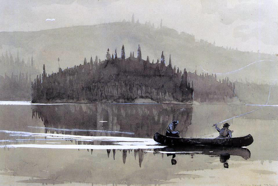 Winslow Homer Two Men in a Canoe - Canvas Print