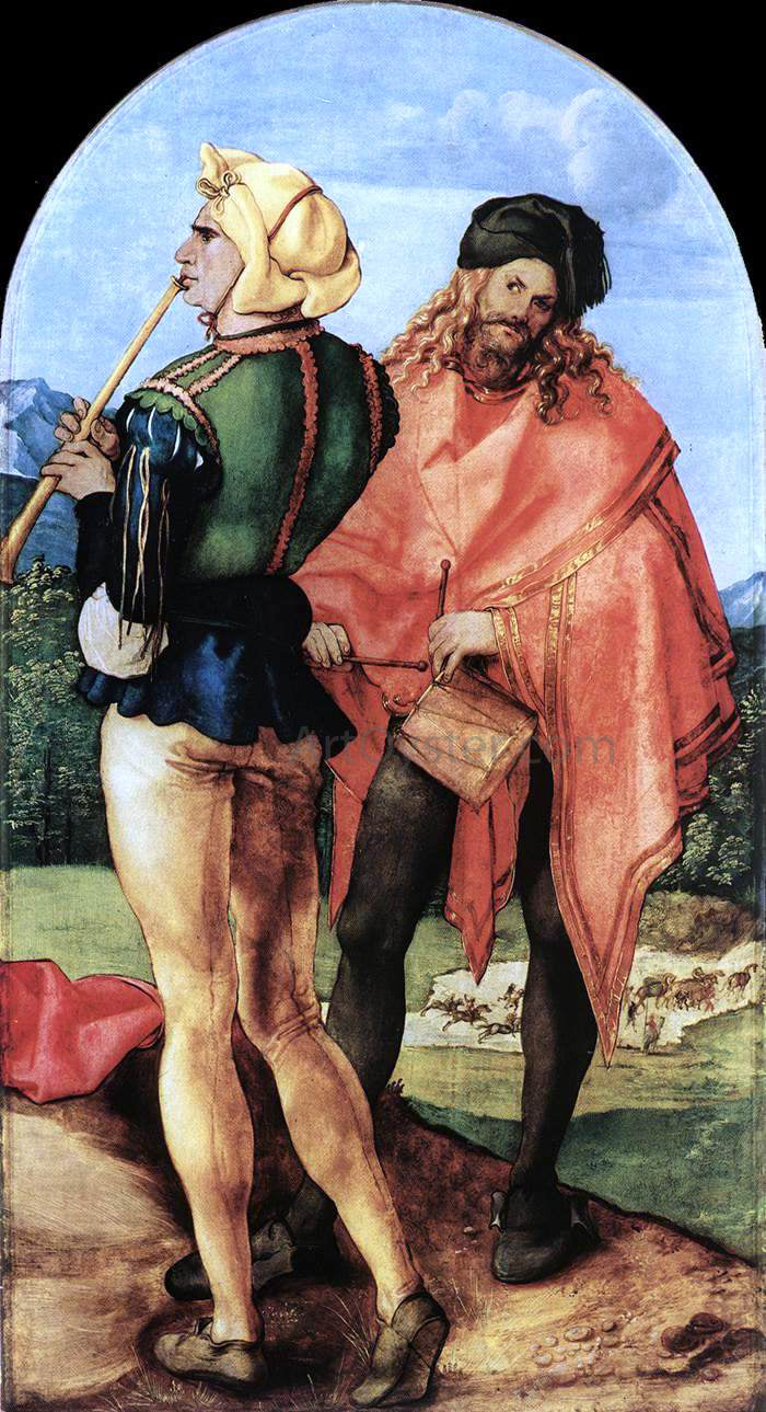Albrecht Durer Two Musicians - Canvas Print