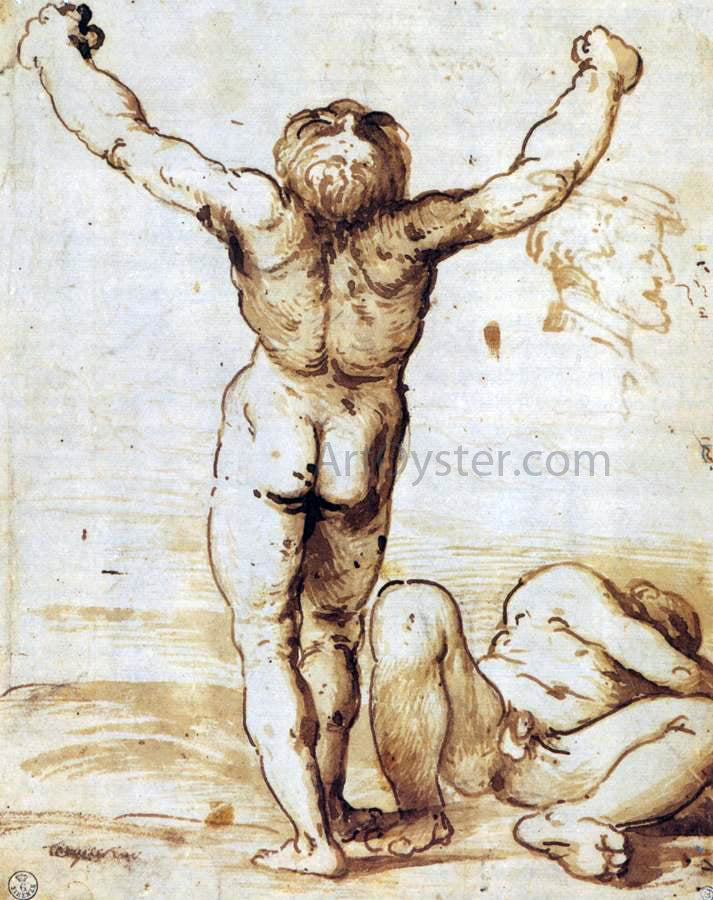 Girolamo Romanino Two Nude Men - Canvas Print