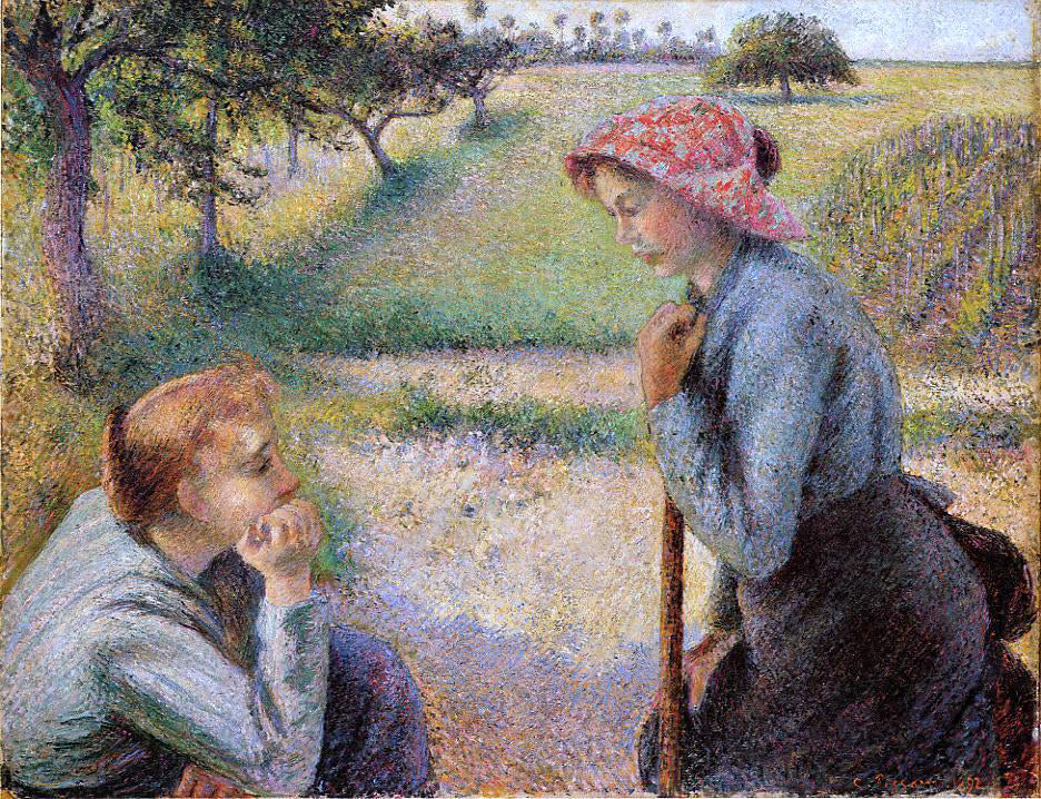 Camille Pissarro Two Peasant Woman Chatting - Canvas Print