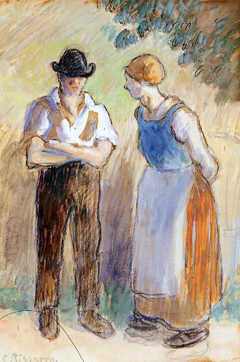 Camille Pissarro Two Peasants - Canvas Print