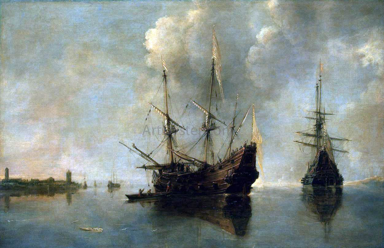 Andries Van Eertvelt Two Ships at Anchor - Canvas Print
